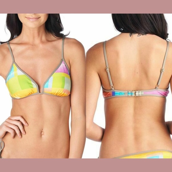 NWT Trina Turk Crystal Cove Triangle Bikini Top in Yellow/Green [SZ 2‎ ] - Picture 2 of 8